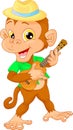 Cute monkey with ukulele (guitar)