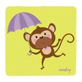 Cute monkey and umbrella