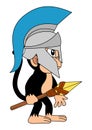 A cute monkey wearing a Spartan helmet