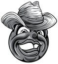 Cute monochromatic smiling emoticon wearing cowboy hat, emoji, smiley Royalty Free Stock Photo