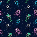 Cute monster alien seamless pattern for kids