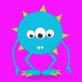 cute monster blue cirle 04 Royalty Free Stock Photo