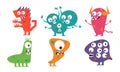 Cute monster cartoon character set. Funny alien and hilarious. Comic monsters collection vector illustration