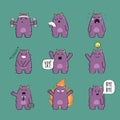 Cute monster character set