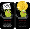 Cute monster with dollar coin and e-mail.