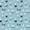 Cute monster faces seamless pattern. Cartoon monsters background. Vector illustration Royalty Free Stock Photo