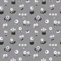 Cute monster faces seamless pattern. Cartoon monsters background. Vector illustration Royalty Free Stock Photo