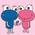 Cute monster frog bear pair love