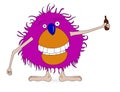 Cute monster holding a bottle on a white Royalty Free Stock Photo