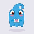 Cute monster. Loved monster emotion. Cute ghost illustration.