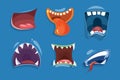 Cute monster mouths vector set Royalty Free Stock Photo