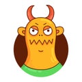 Cute monster portrait vector character illustration in circle Royalty Free Stock Photo