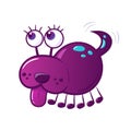 Cute monster. A purple alien that looks like a dog with many legs. Neon colors, Y2k, gradient, 2000s Cartoon Royalty Free Stock Photo