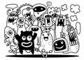 Cute Monster Set, Hand drawing cute doodle monster group,Flat De Royalty Free Stock Photo