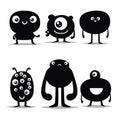 Cute monsters alien in children`s drawing style