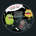 Cute monsters banner with bone. Royalty Free Stock Photo