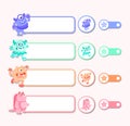 Cute monsters banner collection, note clip art, blog, web design, graphic design, printed paper items, scrapbooking