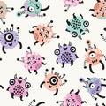 Cute monsters with big eyes, open mouths background