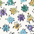 Cute monsters with big eyes, open mouths background