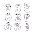 Cute monsters doodle alphabet abc