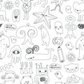 Cute monsters and freaks. Seamless background