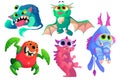 Cute monsters, funny alien animals Royalty Free Stock Photo