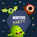 Cute Monsters Halloween Party Invitations