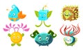 Cute Monsters Set, Fantasy Plants Characters, Mobile or Computer Game User Interface Assets Vector Illustration Royalty Free Stock Photo