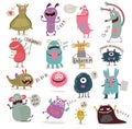 Cute monsters set Royalty Free Stock Photo