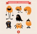 cute monsters, set of vector illustrations Royalty Free Stock Photo