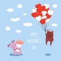 Cute monsters Valentines day greeting card Royalty Free Stock Photo