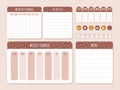 Cute monthly planner in boho style. Daily, weekly template. To do list. Business organizer page with stickers. Kids