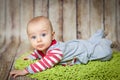 Cute 6 months baby boy in a monkey costume Royalty Free Stock Photo