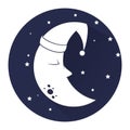 Cute moon sleeping icon