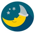 Cute moon with sleepyhead sleeps well Royalty Free Stock Photo