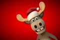 Cute moose with christmas hat cartoon animal zoo forest Royalty Free Stock Photo