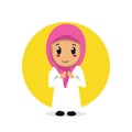 Cute moslem girl kid praying gesture vector illustration