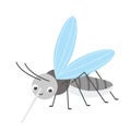 Cute mosquito. Cartoon insect character. Vector illustration