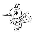 Cute Mosquito Coloring Page Cartoon Illustration