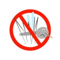 Cute mosquito insect in prohibitory sign. Stop mosquito vector Royalty Free Stock Photo