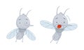 Cute mosquito set. Funny quivering and flying parasitic insect character cartoon vector illustration Royalty Free Stock Photo