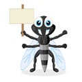 Cute mosquito with wood sign