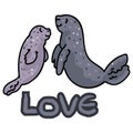 Cute mother and child seal clipart. Hand drawn parental sea mammal