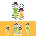 Cute Mother and Daughter Flat Style Vector Design