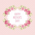 Cute Mothers Day card with roses frame and hand written text