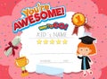 Cute motivational cartoon certificate for children