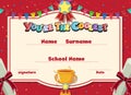 Cute motivational cartoon certificate for children