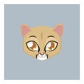 Cute mountain lion avatar with flat colors
