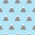 Cute mountains seamless pattern. Childish kawaii graphic