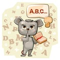 Cute Mouse baby is trying to count. Studying numbers and counting. Funny animal kid. Abstract backdrop. Mathematics